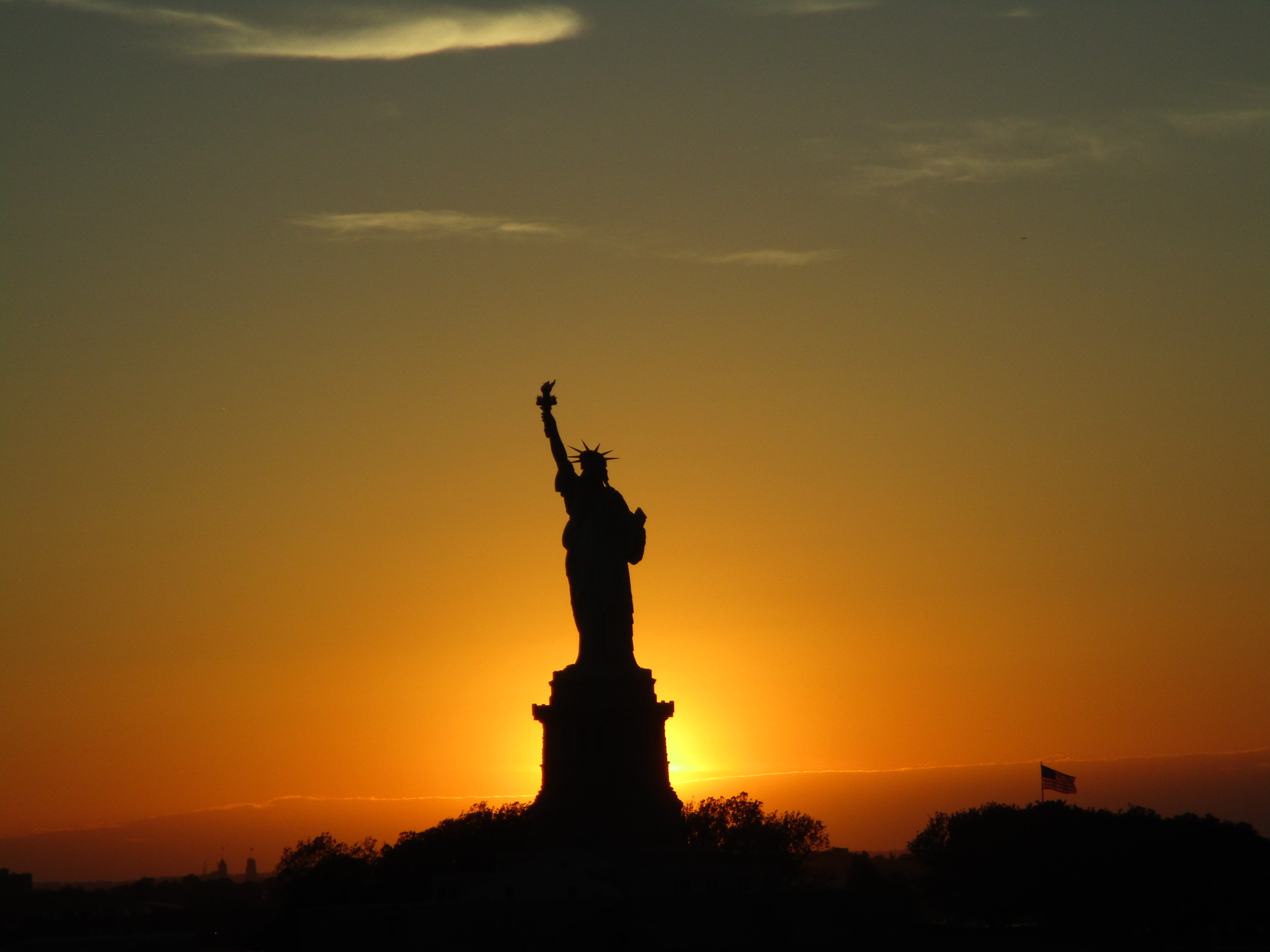 Statue of liberty in sunset